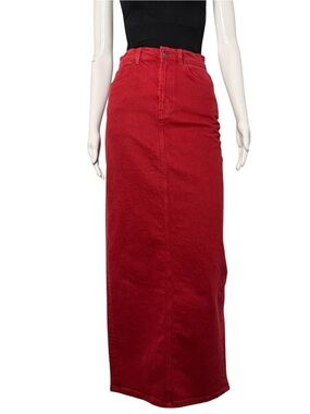 Reformation Jeans Daria Ultra High Rise Red 5-Pocket Denim Maxi Skirt US 2